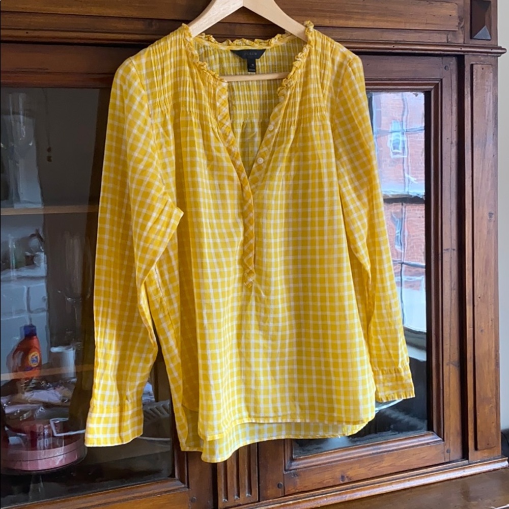 Yellow Gingham JCrew Blouse